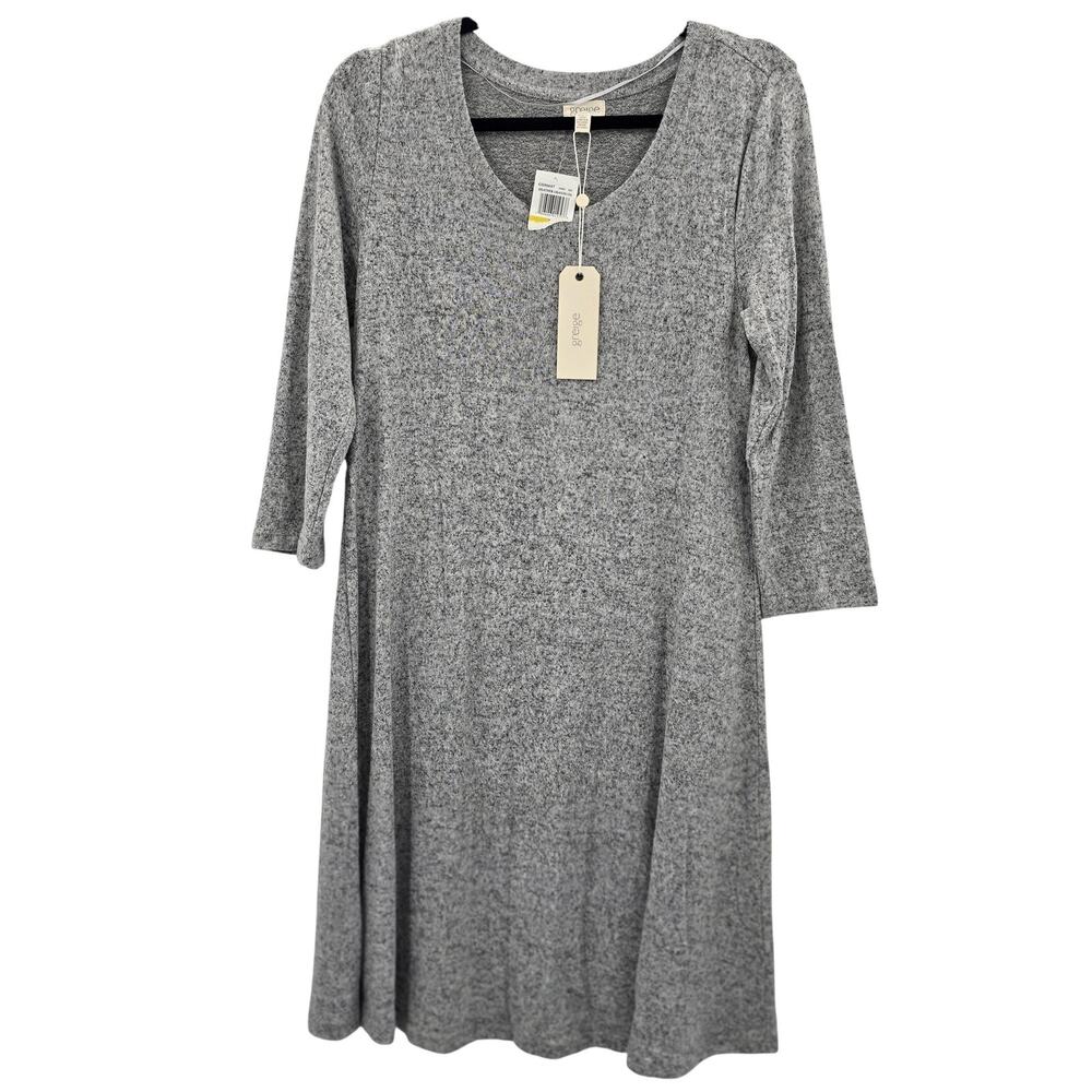 Gray Greige Dress Medium Swing Stretch Cozy Soft